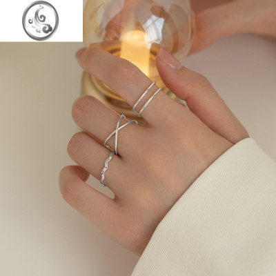 JiMi时尚个性戒指套装2022年新款潮韩ins女冷淡风叠戴食指戒网红指环