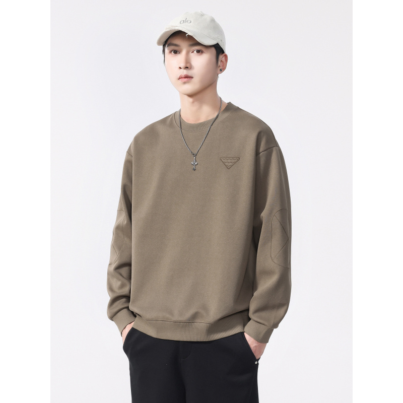 美式长袖卫衣男款秋季新款潮流百搭宽松圆领春秋款纯色体恤衫