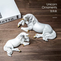 京城派 树脂摆件工艺品家居客厅电视柜酒柜装饰品玄关现代简约家居客厅酒柜小装饰品摆件办公室装饰品 独角兽装饰品
