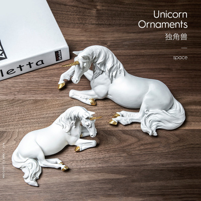 京城派 树脂摆件工艺品家居客厅电视柜酒柜装饰品玄关现代简约家居客厅酒柜小装饰品摆件办公室装饰品 独角兽装饰品