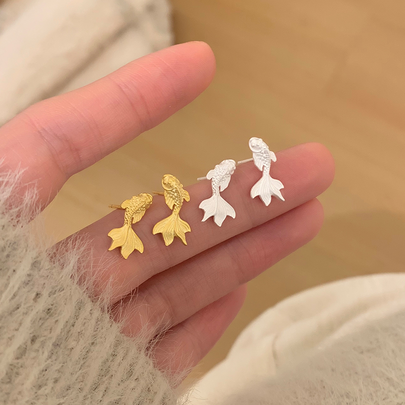 纯银锦鲤耳钉女款新中式气质新年好运高级感耳环小众设计耳饰送女朋友老婆情人节七夕生日礼物