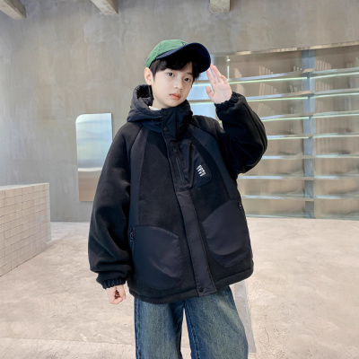 男童夹棉外套秋冬款新款冬装男孩棉服儿童装冬季加厚工装夹克