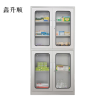 鑫升顺室文件柜不锈钢柜子储物柜资料柜档案柜带锁文件柜201上下玻文件柜[工厂现做 7天内发货]