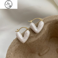 JiMi轻奢高级感白色滴釉爱心耳环女小巧精致时尚耳钉2023年新款潮耳饰