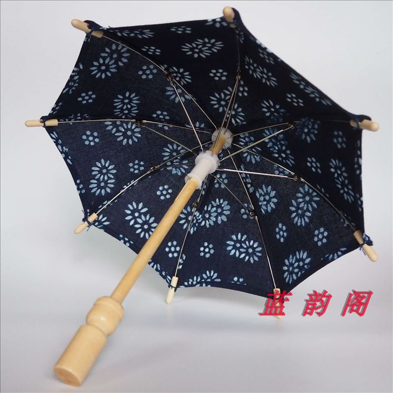 乌镇蓝印花布工艺品 布面木柄工艺小伞 家居装饰 演出