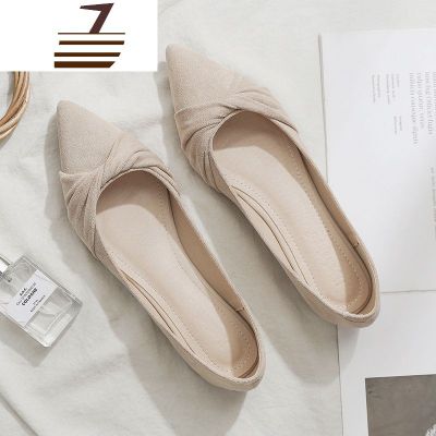 尗卡鞋子女百搭女鞋新款尖头浅口晚晚鞋平底仙女温柔单鞋