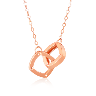 中国黄金-18k金双环项链套链女士K金项链玫瑰金彩金项链送女友送礼（定价）双环套链1件