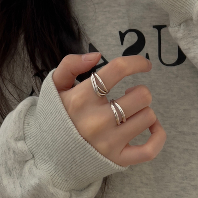s925纯银不规则食指戒女个性百搭戒指轻奢高级感复古百搭潮送女朋友老婆情人节七夕生日礼物