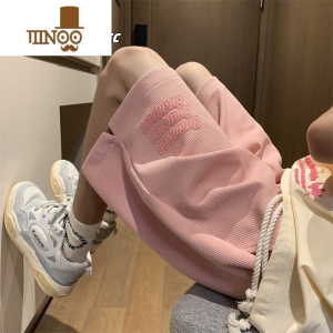 YANXU美式粉色运动短裤男夏季外穿休闲大裤衩2023新款篮球五分中裤潮流