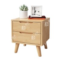 居将 JJ4030702 实木床头柜简约床边柜子收纳柜储物柜 斜脚双抽款