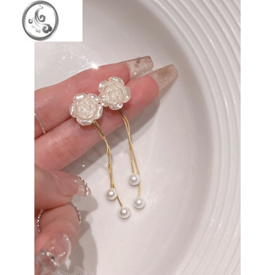 JiMi「陌上花开」温柔白月光!山茶花蚊香盘耳夹无耳洞女耳饰夏天耳环