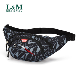 L&M 腰包男士手机包 胸包斜挎包休闲 腰包女多功能大容量防泼水挎包新款潮多层户外时尚登山健身 三角灰升级款（4个拉链袋）