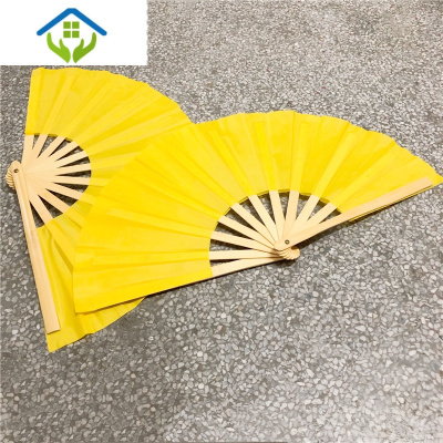 御蓝锦儿童太极功夫扇子说书人响扇竹骨武术扇古典舞表演扇8寸金色扇子定制8寸原色竹骨双面黄布