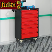 锦北汽修工具车移动工具柜多功能工具箱 标配[黑红]七抽工具车