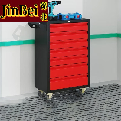锦北汽修工具车移动工具柜多功能工具箱 标配[黑红]七抽工具车