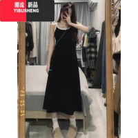 YIBUSHENG无袖吊带连衣裙女装季2024年新款修身带胸垫内搭打底背心长裙子