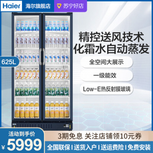 海尔(Haier)双门商用展示柜625升立式冷藏保鲜柜玻璃门饮料柜麻辣烫展示柜企业价商用冷柜 侧开门 SC-650