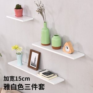 家柏饰(CORATED)墙上置物架客厅挂墙壁一字板卧室木板简约现代 电视背景墙装饰架 雅白色三件套