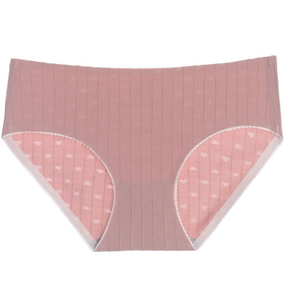 3条装-俏果儿(Qiaoguoer)女内裤女裆女士内裤舒适中腰爱心透气孔少女三角裤头短裤大码3条装-俏果