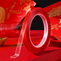 纳米双面胶强力红膜双面胶高粘度不留痕透明胶带升级款免钉双面无痕胶带可家用对联专用胶