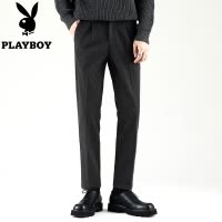 花花公子420克毛呢西裤男秋冬款加厚保暖商务休闲重磅西装长裤子