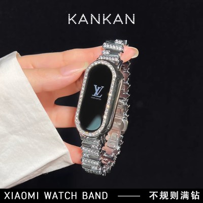 爆闪腕带适用小米手环10不规则仿钻手表带9轻奢8NFC小米8pro女款