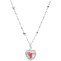 925纯银极光蓝爱心吊坠项链女锁骨链隔珠链小众设计网红潮送女朋友老婆情人节七夕生日礼物