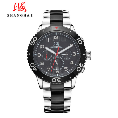 上海手表上海牌手表男士多功能系列全自动机械表男表三眼多功能运动手表计时防水商务国潮腕表0209