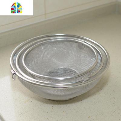 欧美304不锈钢洗米筛 水果篮洗菜篮沥水漏盆 淘米器淘米盆洗米盆 FENGHOU 双耳三件套(20+23+26)