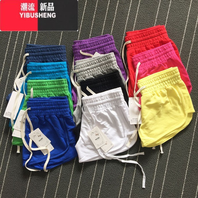 YIBUSHENG春新款纯色短裤女新大码糖果彩色宽松休闲短裤韩版热裤潮
