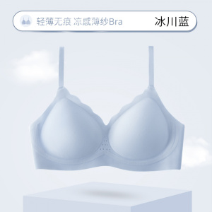 夏季轻机能超薄纱冰肌内衣女果冻条软支撑裸感无痕隐形透气文胸罩_1