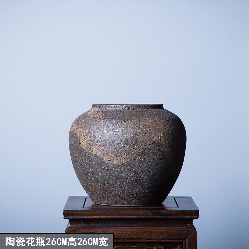 陶瓷花瓶复古欧式干花插花ins摆件酒店会所别墅客厅落地北欧粗陶 三维工匠 陶瓷花瓶55CM高42CM宽