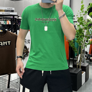 夏季新款短袖T恤男时尚潮ins圆领半袖体恤字母修身丝光棉上衣潮牌