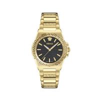 范思哲Versace手表女瑞士制造石英金色表带黑色表盘不锈钢
