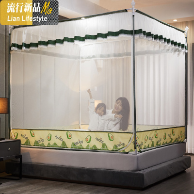 蒙古包蚊帐家用1.8m2米床防摔儿童防蚊罩床1.5m围栏凉席纹帐1.2床 三维工匠