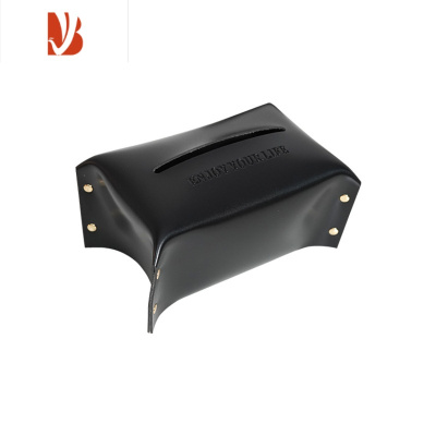 三维工匠北欧皮革抽纸盒简约ins创意轻奢创意家用客厅餐桌车载纸巾盒 黑色大号