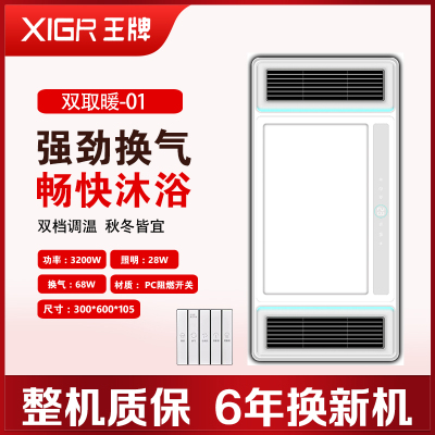 XIGR王牌 智能电器 浴霸(双取暖-01)安全速热 强劲双核取暖浴霸卫生间 多功能浴室暖风机