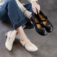 头层牛皮玛丽珍女鞋2026新款春夏季复古一字带巨好看浅口单鞋女