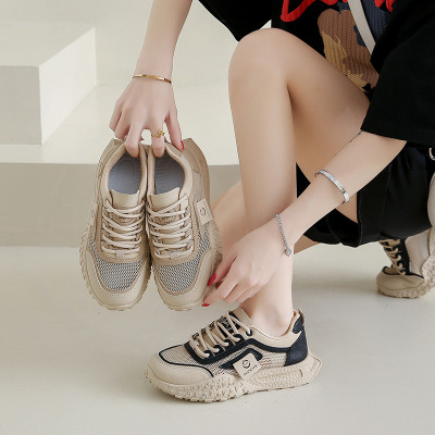 2025春季新款韩版透气老爹鞋女ins学生休闲鞋女厚底跑步女