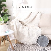 家柏饰(CORATED)沙发巾全盖布北欧沙发垫套毯冬季加厚弹力通用懒人沙发罩 白色T型格 90*240