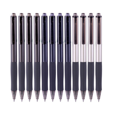 得力S15按动中性笔签字笔0.5mm黑色12支盒两盒装黑色