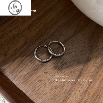 JiMi银色轻奢小众设计感耳环女养耳洞素圈男耳钉新款高级气质耳扣耳饰