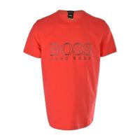 Hugo boss男款橙色徽标圆领短袖棉质T恤休闲舒适透气百搭