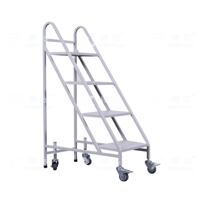 臻远 ZY4092917 档案室推车图书馆小推车手推车 4步书梯白色