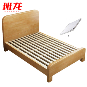 班龙实木床1.2米+床垫原木色套