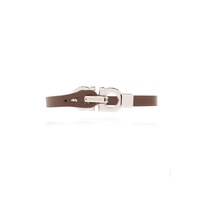 Salvatore Ferragamo男士小牛皮手链银色细节时尚饰品cm舒适佩戴