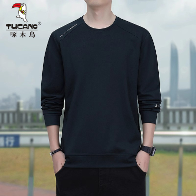 啄木鸟卫衣男士2025年秋季新款简约宽松休闲上衣服圆领长袖T恤男