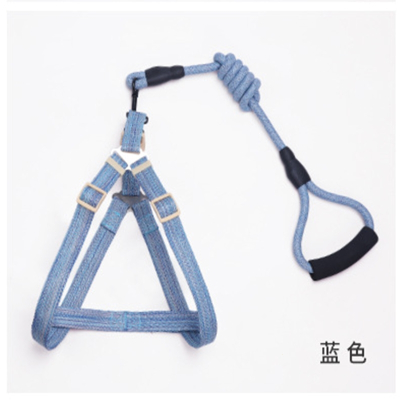 狗狗牵引绳胸背带绳米妮狗绳狗链泰迪比熊边牧中大小型犬遛狗绳子用品蓝色牵引绳_XL-40到50斤内