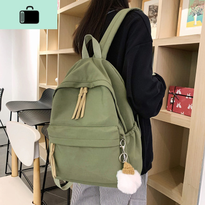 双肩包2020年新款女韩版高中简约森系复古背包中学生初中生书包女NEW LAKE