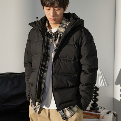 [8.5折价280.4元叠加优惠券]唐狮冬季新款绒纯色连帽短款羽绒服男潮休闲风百搭厚外套